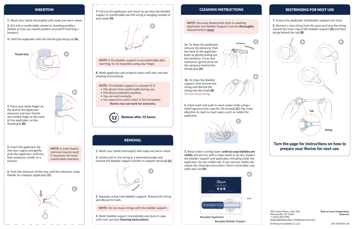 Revive Instructions for Use Back