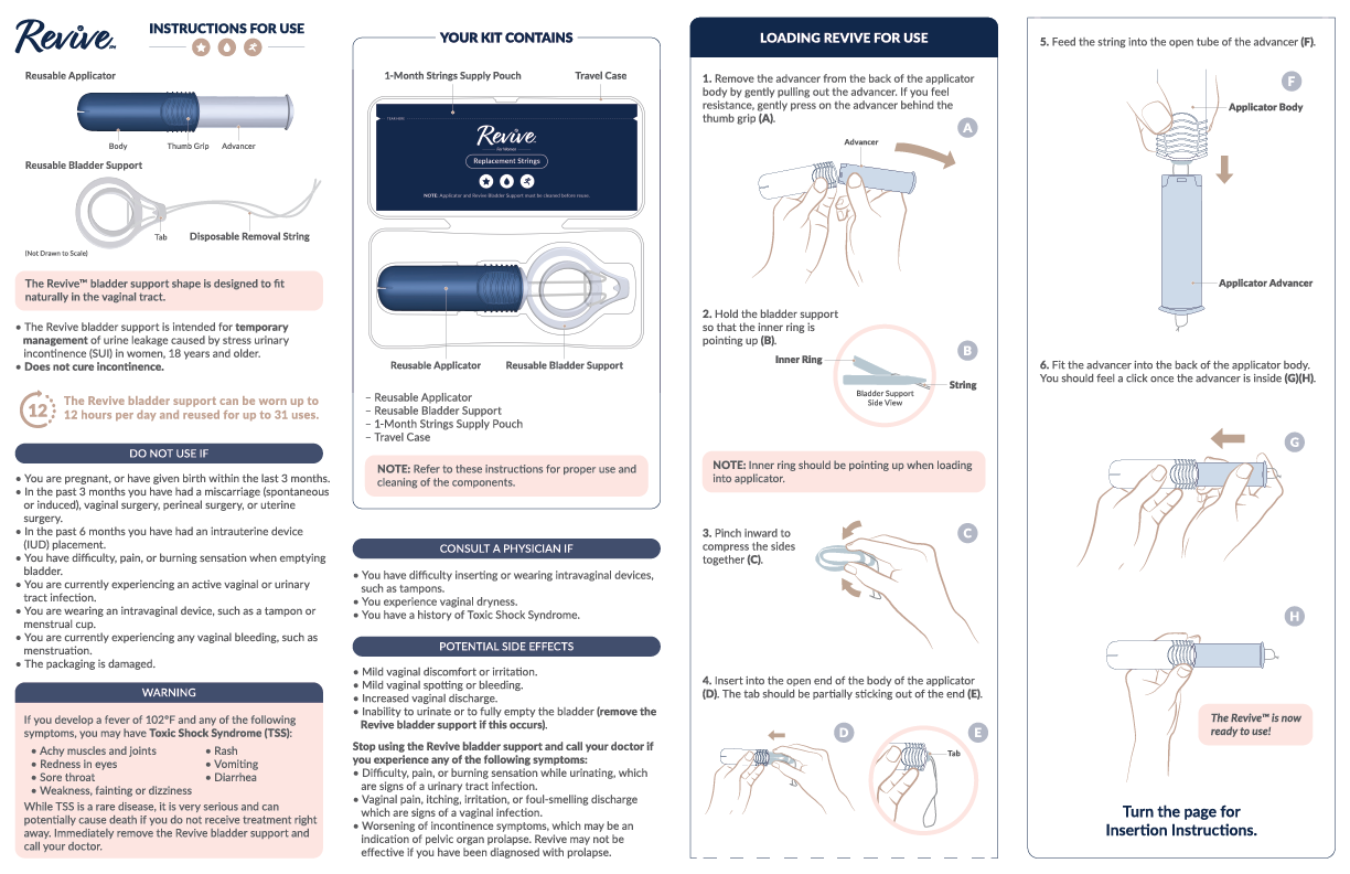 Revive Instructions for Use Front